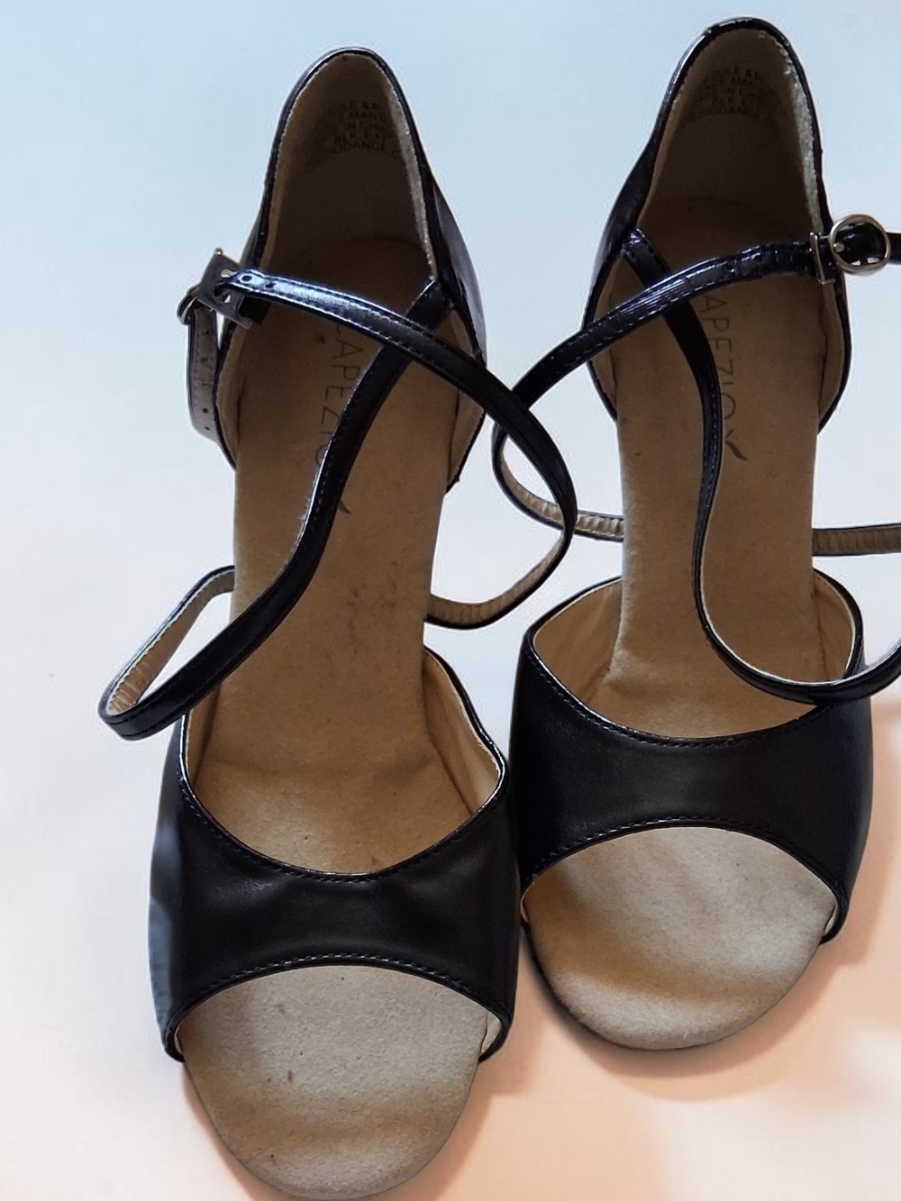 Capezio Black Open-Toe Ankle-Strap 3"Heels Size 8